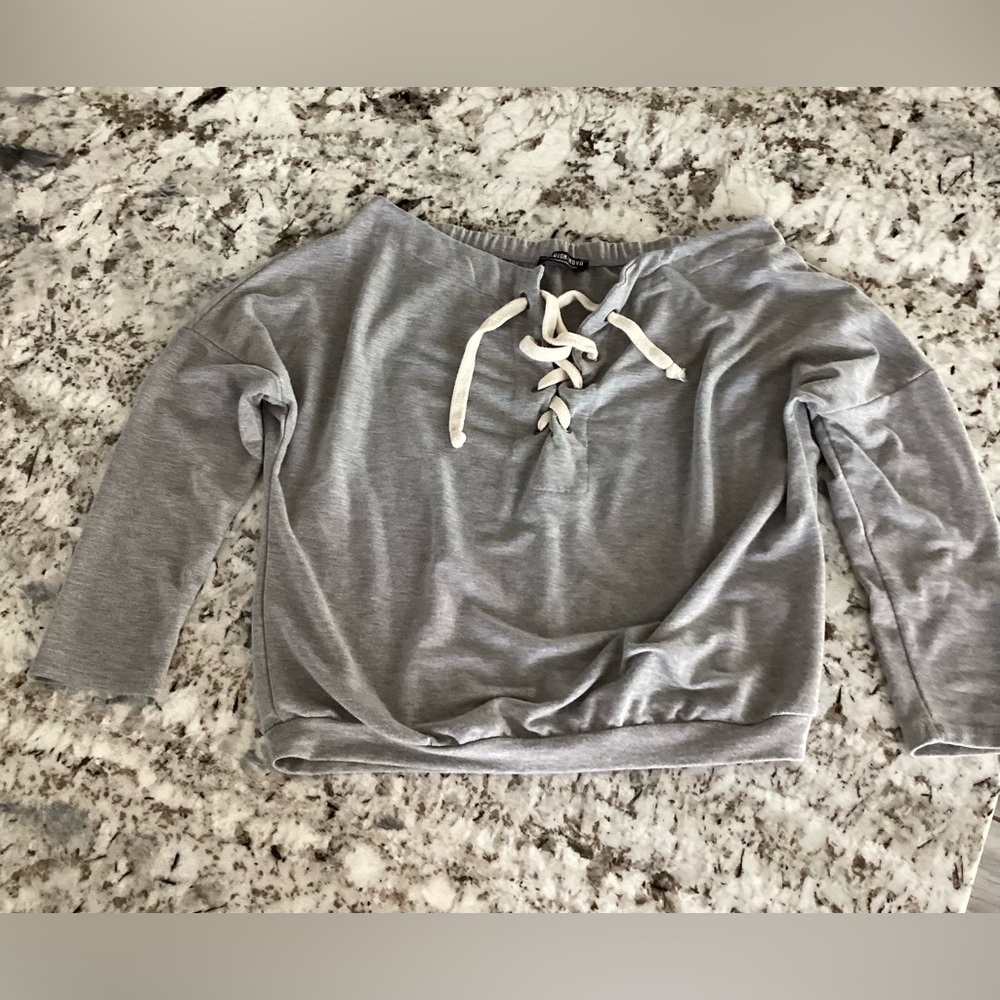 Fashion Nova, M, grey off the shoulder sweater